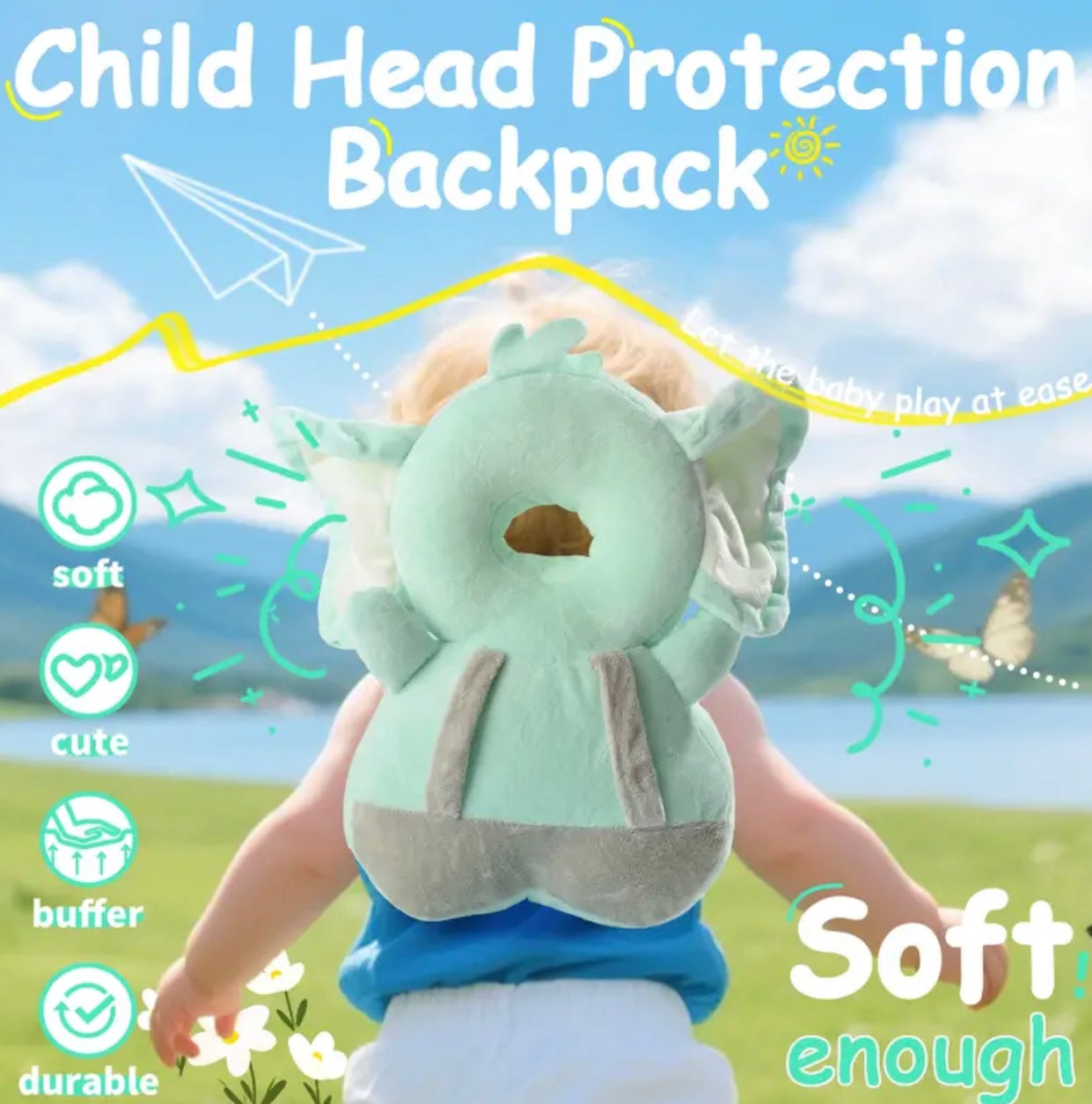Baby Head Protection Backpack – Cute Animal Safety Helmet for Toddlers